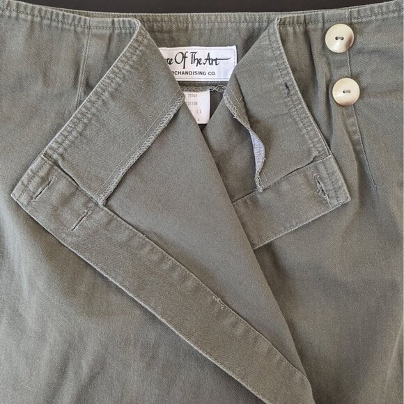 Vintage 90s State Of The Art Wrap Mini Skirt Khaki Green Size 11 Made In USA - Picture 3 of 7